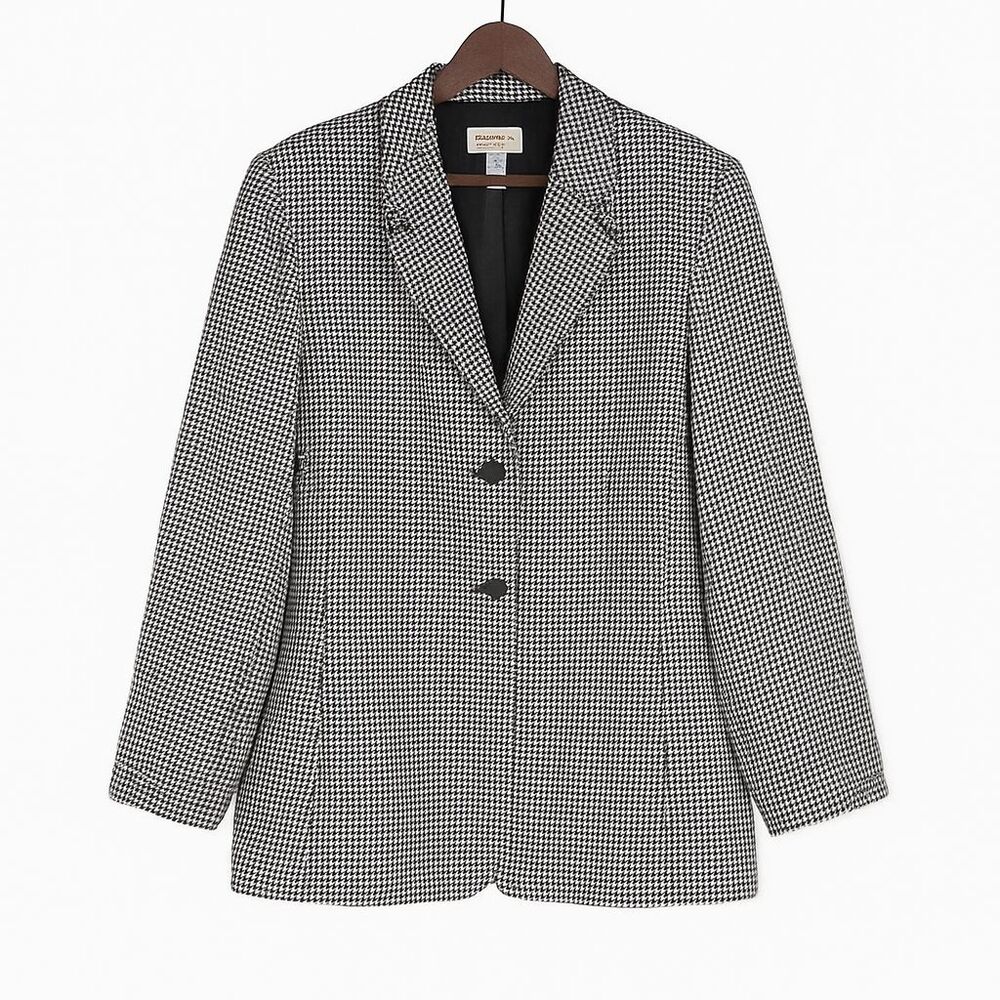 VTG Talbots Blazer Size 14 Wool Houndstooth English Country Academia Old Money